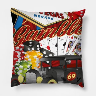 Rockabilly Gambler Hot Rod Pillow