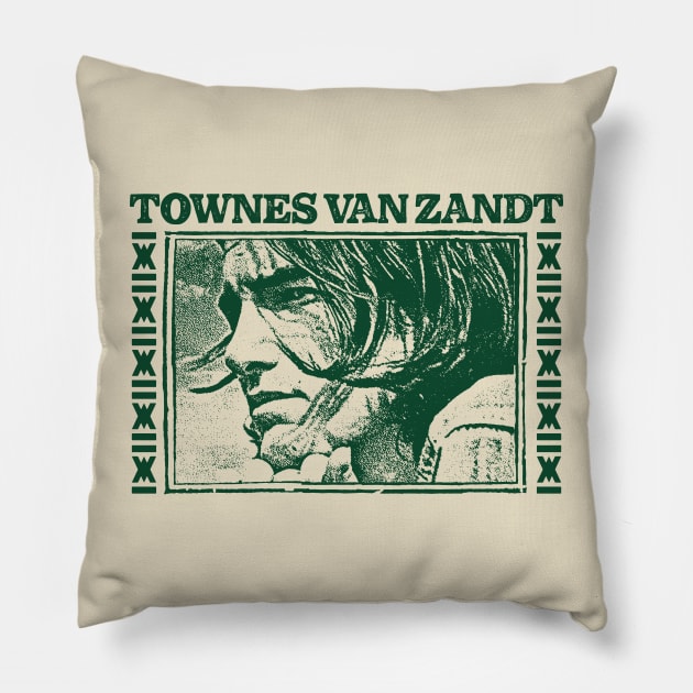 Townes Van Zandt \/\/\ Retro Fan Art Design Pillow by DankFutura