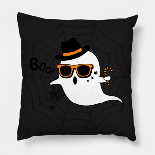 Halloween, Ghost, Hat, Sunglasses, Boo, Trick Or Treat Pillow