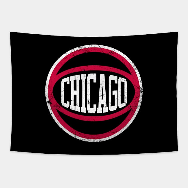 Chicago Retro Ball - Black Tapestry by KFig21