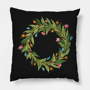 Watercolor Floral Wreath Pillow