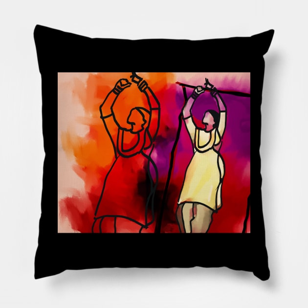 Punjabi Girls Dance Pillow by sukhpalgrewal