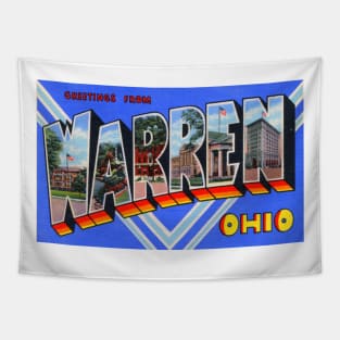 Greetings from Warren, Ohio - Vintage Large Letter Postcard Tapestry