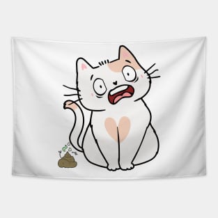 Funny persian cat smells poo poo Tapestry