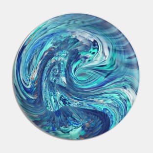 Fluid Acrylic Art Blue Paint Swirl Pin