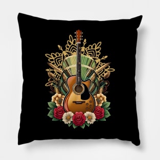 Electric guitar background mandala 27 Pillow