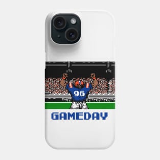 Blue and Orange Football Gameday Retro 8 Bit Linebacker Phone Case