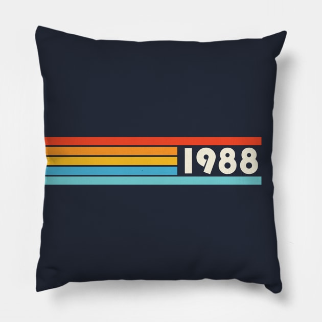 1988 Vintage Retro Stripes Birthday Gift Pillow by PodDesignShop