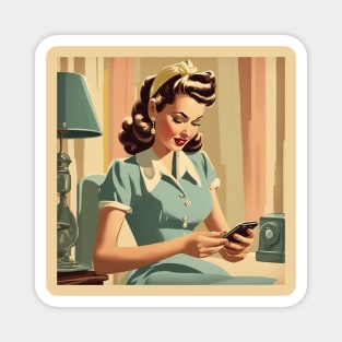 Vintage  Revival Smartphone Mobile Chat Texting Pin Up Girl Magnet