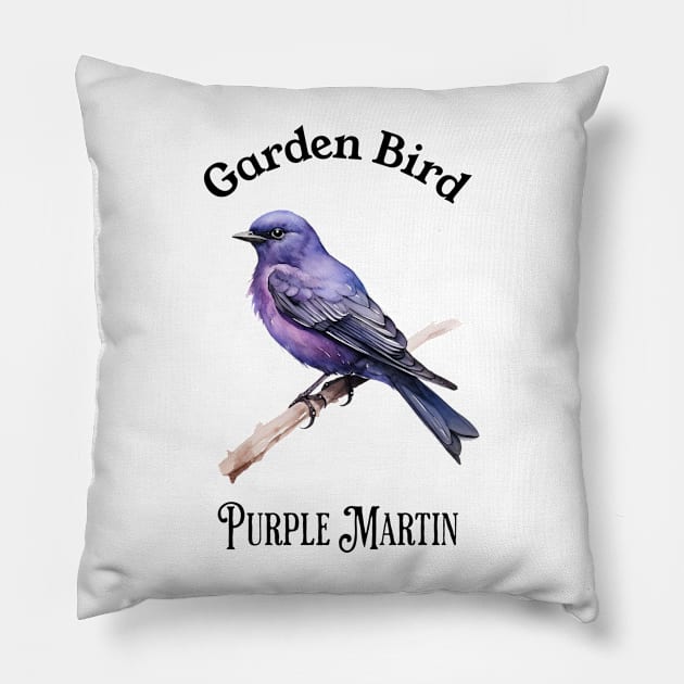 Garden Bird Purple Martin Pillow by DavidBriotArt