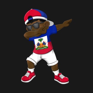 Dabbing Boy Haitian Haiti Flag Kids Dab Dance T-Shirt