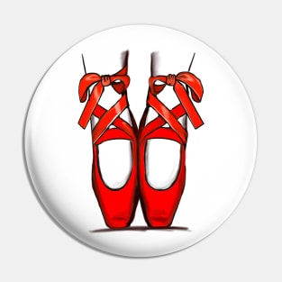 Ballet shoes - red ballet pointe shoes with ribbon laces Pin