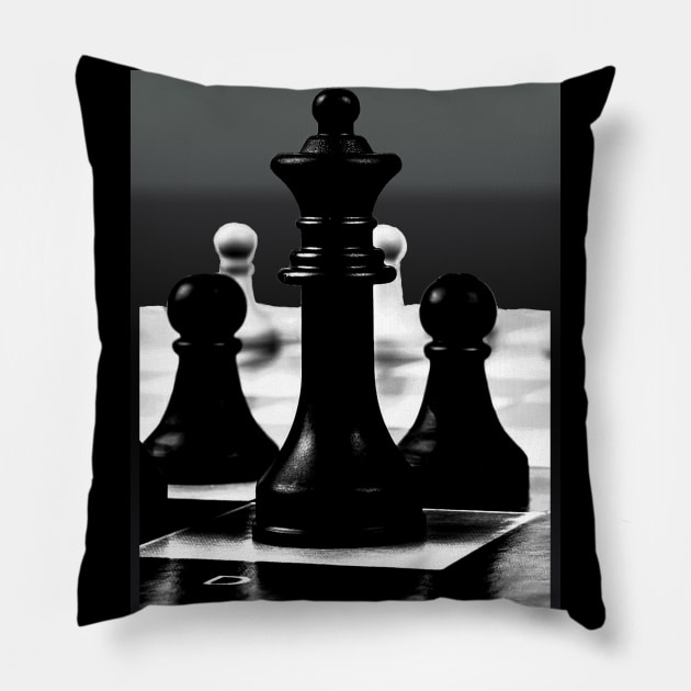 Chess pieces Game Board Pillow by Aurora X