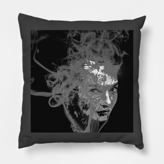 Smoke face Pillow by Artwork daily