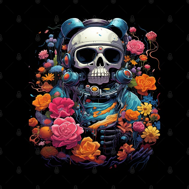 Floral Eternity: Rose-Adorned Skull Design by familycuteycom