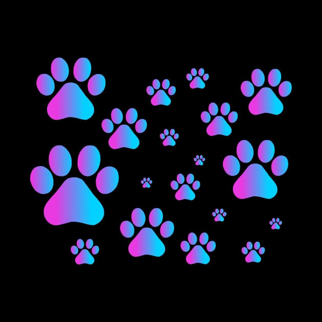 Purple Blue Ombre Pawprint Pattern by Art by Deborah Camp