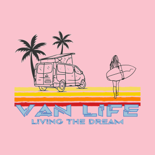 Van Life Living the Drean Surfing Girl T-Shirt