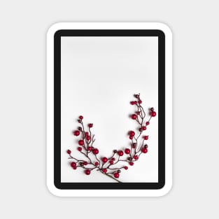 Red berries holly on white Magnet