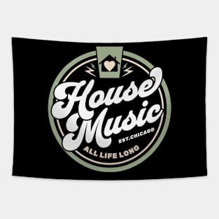 HOUSE MUSIC  - Circle Heart House (army/tan) Tapestry