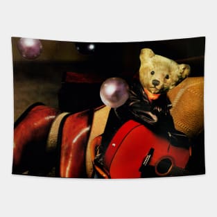 Teddy Bear Classical Guitarist Vintage Toy Tapestry