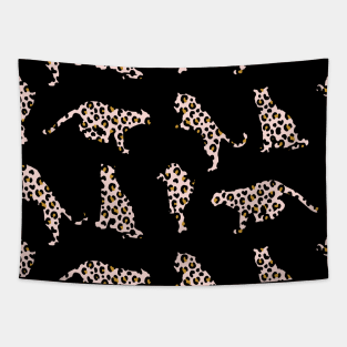 Blush and Gold Leopard Silhouettes Tapestry