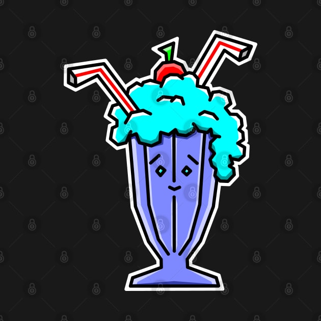 Cute Blueberry Milkeshake with a Cherry on Top - Blue Drink Gift - Blueberry Milkshake by Bleeding Red Paint