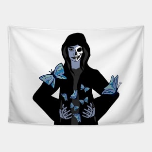 Witch with blue butterflies Tapestry