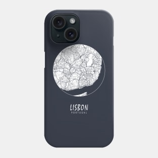 Lisbon, Portugal City Map - Full Moon Phone Case