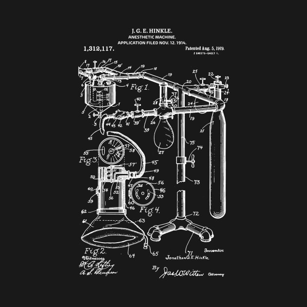 Anesthetic Machine Patent 1919, Medical Student Gift by Anodyle