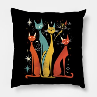 Mid Century Modern CAT Motif Textiles Pillow