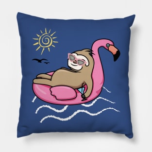 Chilling flamingo sloth beach 1 Pillow