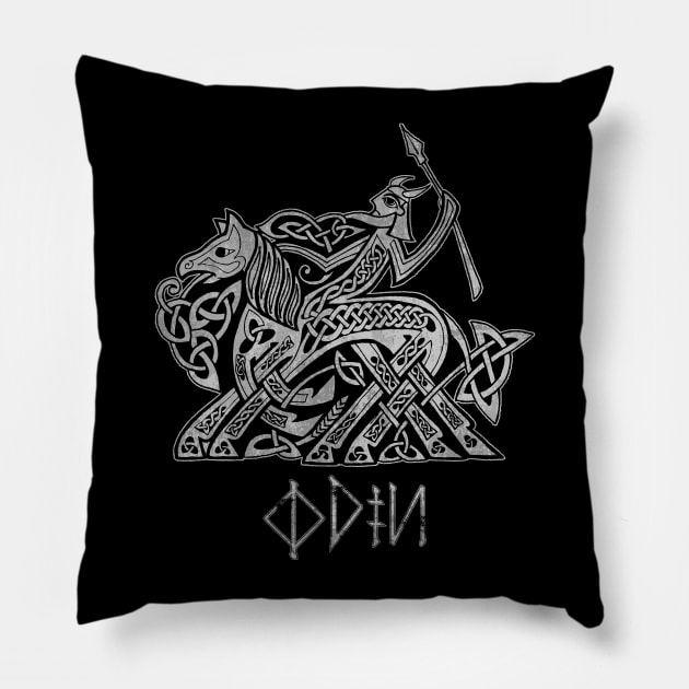 Odin Entering Valhalla on Sleipnir (Gray) Pillow by celtichammerclub