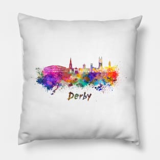 Derby skyline in watercolor Pillow