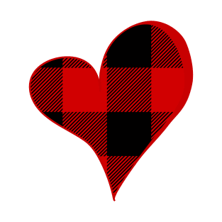 Simple Large Buffalo Plaid Heart T-Shirt