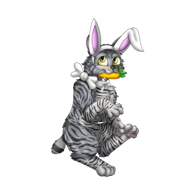 Bobtail BunnyCat: Grey Tabby (White) by spyroid101