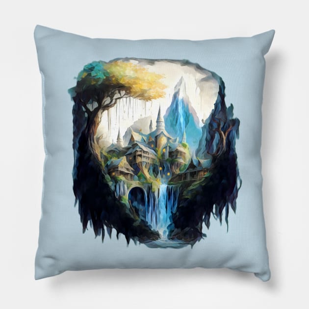 The Last Homely House - Valley of the Elves - Fantasy Pillow by Fenay-Designs