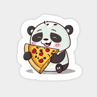 Cute Cartoon Panda Eating Pizza Funny Kawaii Magnet