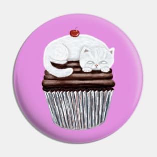 Kitty Cupcake Illustration Pin