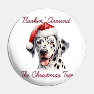 Christmas Dalmatian Dog in Santa Hat Pin