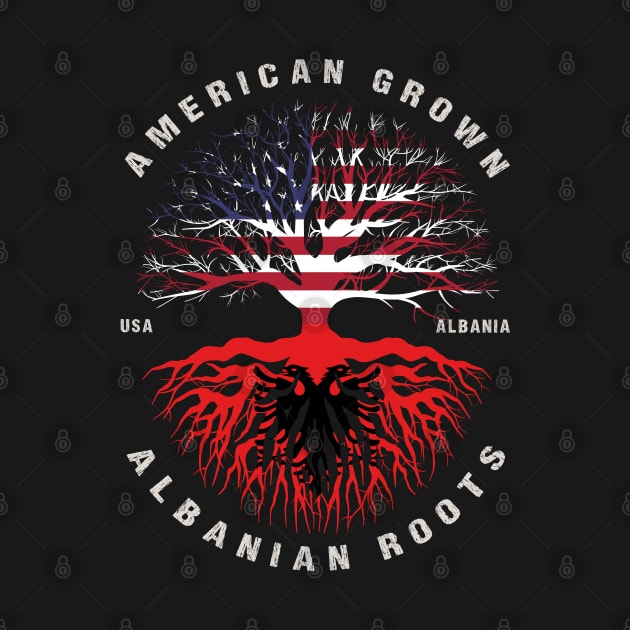 American Grown Albanian Roots Albania Flag by heart teeshirt