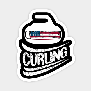 USA Curling rock Magnet