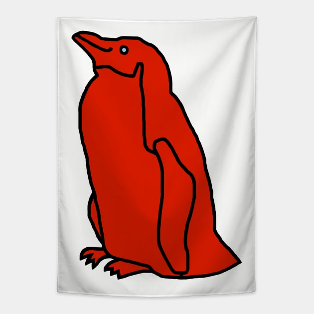 Red Penguin Tapestry by ellenhenryart