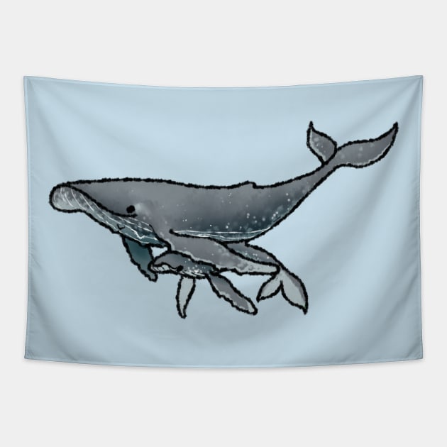 Joyous June Whales Tapestry by Tayleaf