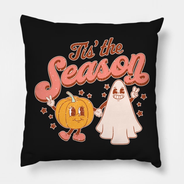 Vintage Tis The Season Pumpkin Spice Latte Halloween Fall Coffee Pillow by masterpiecesai