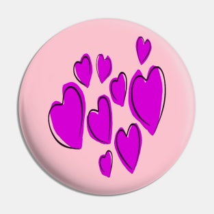 Cute Hearts Hand Drawn Bold Pink Romantic Doodle Pin