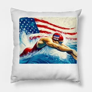 Swim Olympics Shirt, Paris Olympics, Olympic Games 2024, Olympic Sports, Paris Games, 2024 Olympic Shirt, USA Flag Shirt Pillow