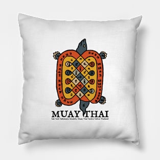 Vintage Tattoo Sak Yant Muay Thai Turtle Pillow