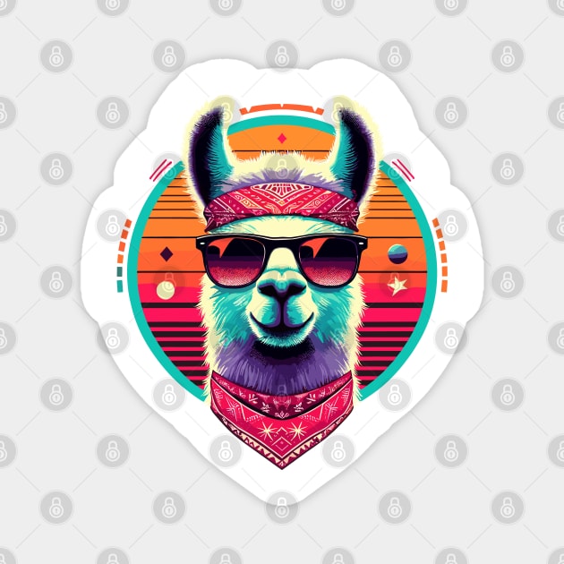 Retro Llama - Vintage Llama Magnet by JessArty