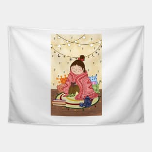 Little Reader Girl Tapestry