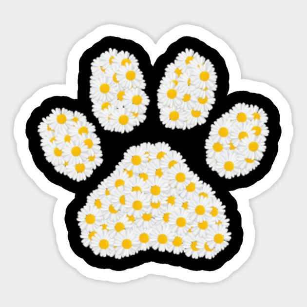 Cat Dog Mom Paw Print Of White Daisy Flower Funny Gifts Cute Kitten Cat Dog Paw Gift Sticker Teepublic